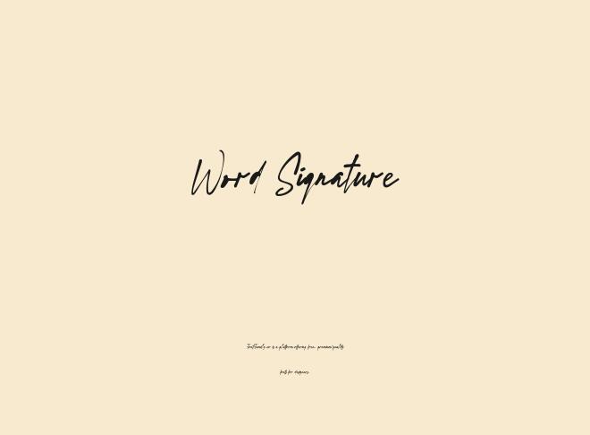 Word Signature Font